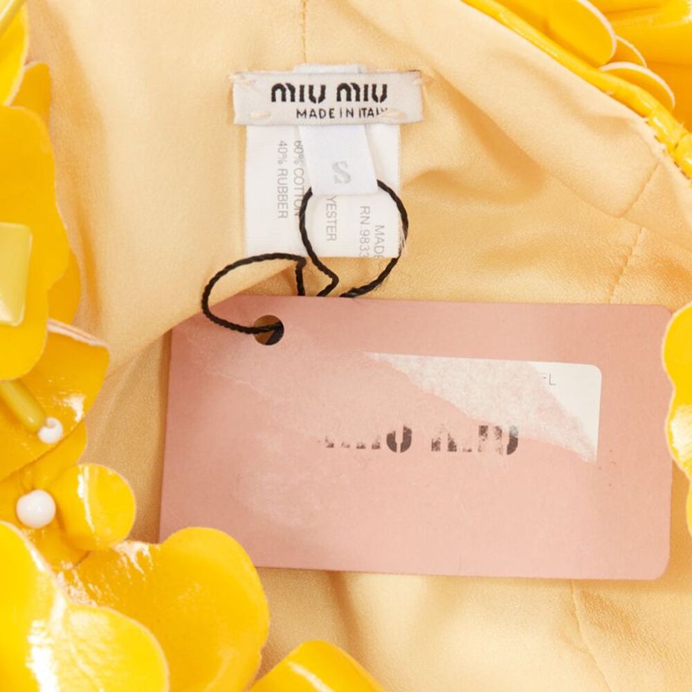Miu Miu yellow patent leather petals beaded swim cap hat - Picture 9 of 9